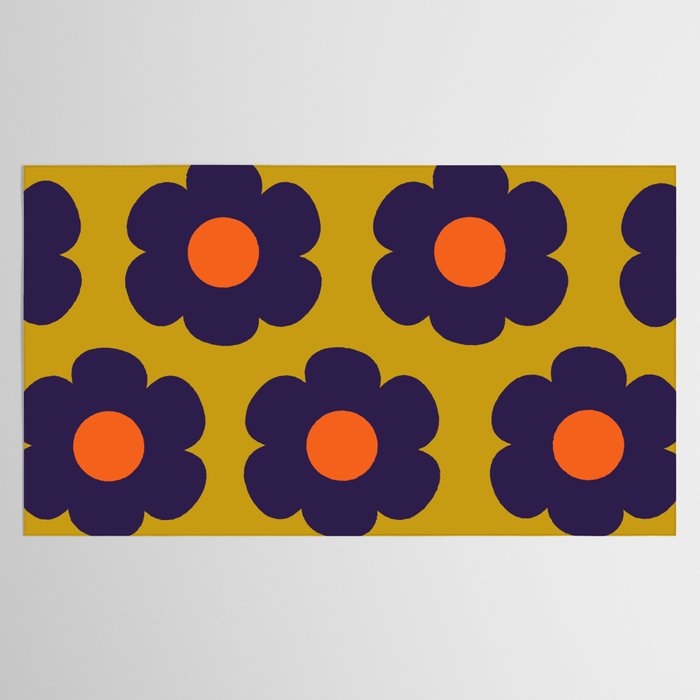 Tivoli Flowers Retro Floral Pattern Avocado Lime Blue Orange Tablecloth Gallery Image 2