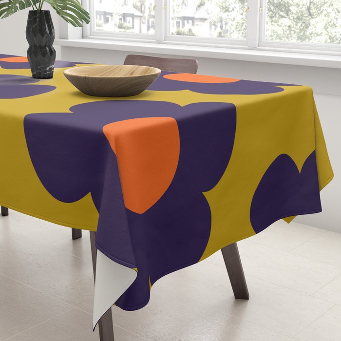 Tivoli Flowers Retro Floral Pattern Avocado Lime Blue Orange Tablecloth Gallery Image 3