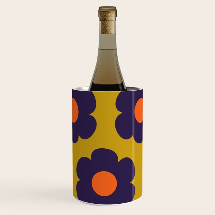 Tivoli Flowers Retro Floral Pattern Avocado Lime Blue Orange Wine Chiller Gallery Image 1