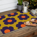Tivoli Flowers Retro Floral Pattern Avocado Lime Blue Orange Outdoor Rug Gallery Image 2