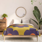 Tivoli Flowers Retro Floral Pattern Avocado Lime Blue Orange Comforter Gallery Image 3