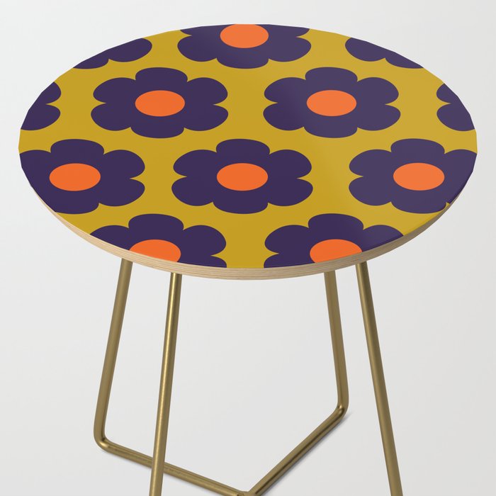 Tivoli Flowers Retro Floral Pattern Avocado Lime Blue Orange Side Table Gallery Image 2