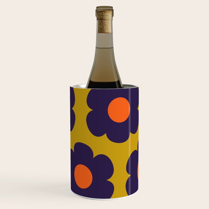 Tivoli Flowers Retro Floral Pattern Avocado Lime Blue Orange Wine Chiller Gallery Image 2