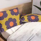 Tivoli Flowers Retro Floral Pattern Avocado Lime Blue Orange Pillow Sham Gallery Image 2