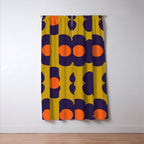 Tivoli Flowers Retro Floral Pattern Avocado Lime Blue Orange Window Curtain Gallery Image 3