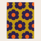 Tivoli Flowers Retro Floral Pattern Avocado Lime Blue Orange Poster Gallery Image 4