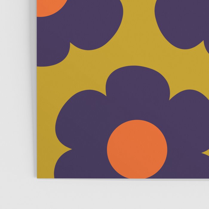 Tivoli Flowers Retro Floral Pattern Avocado Lime Blue Orange Poster Gallery Image 3