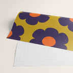 Tivoli Flowers Retro Floral Pattern Avocado Lime Blue Orange Wrapping Paper Gallery Image 2