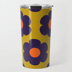Tivoli Flowers Retro Floral Pattern Avocado Lime Blue Orange Travel Mug Gallery Image 1