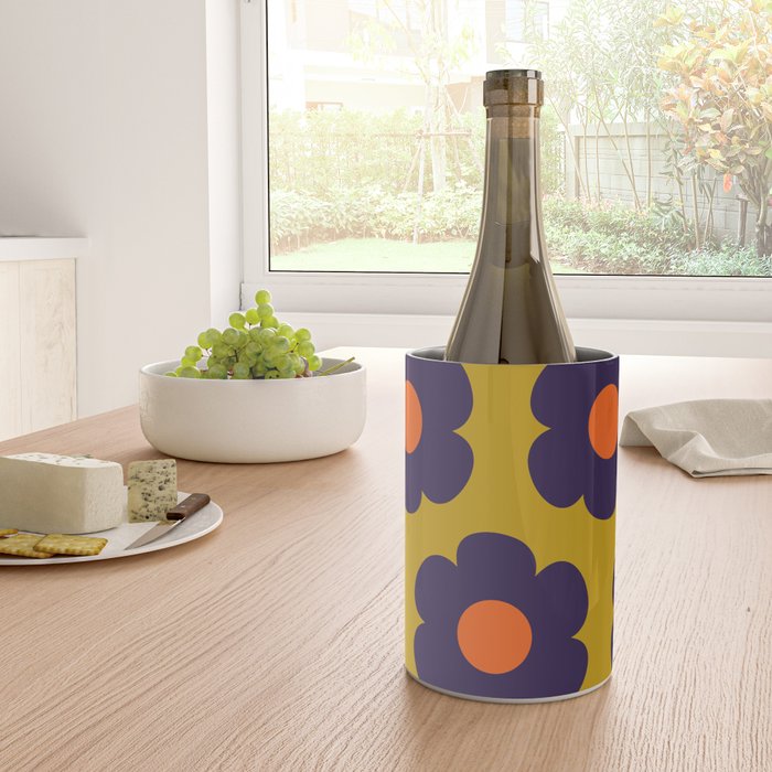 Tivoli Flowers Retro Floral Pattern Avocado Lime Blue Orange Wine Chiller Gallery Image 4