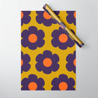 Tivoli Flowers Retro Floral Pattern Avocado Lime Blue Orange Wrapping Paper Gallery Image 1