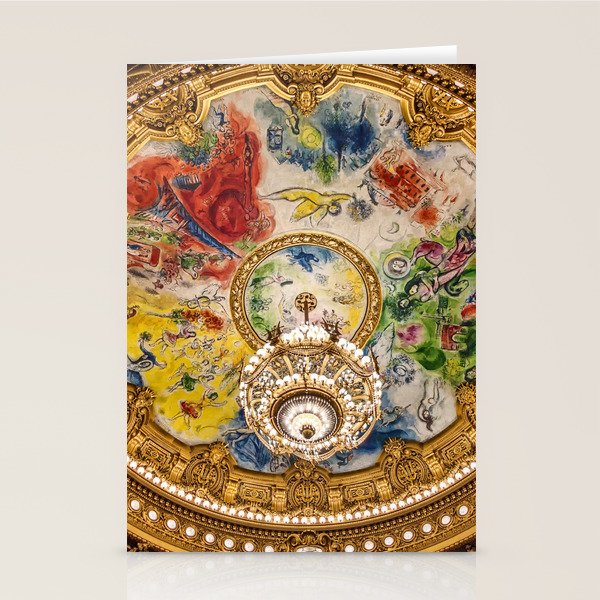 Ceiling Mural of the Palais Garnier Opera House, Paris, France color photograph - photography by  Marc Chagall  Stationery Card Gallery Image 2