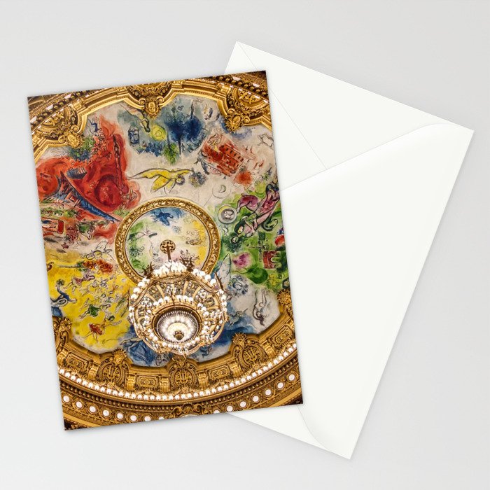 Ceiling Mural of the Palais Garnier Opera House, Paris, France color photograph - photography by  Marc Chagall  Stationery Card Gallery Image 2