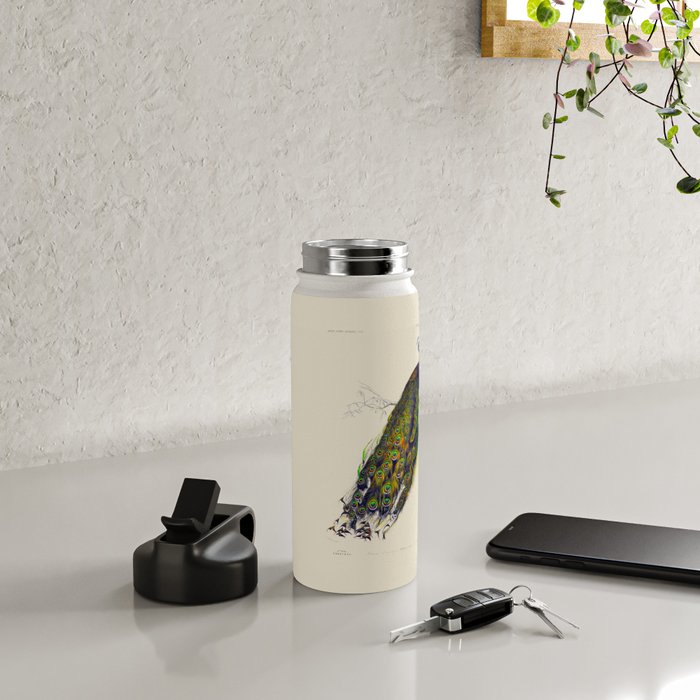 Vintage Peacock Water Bottle Gallery Image 4