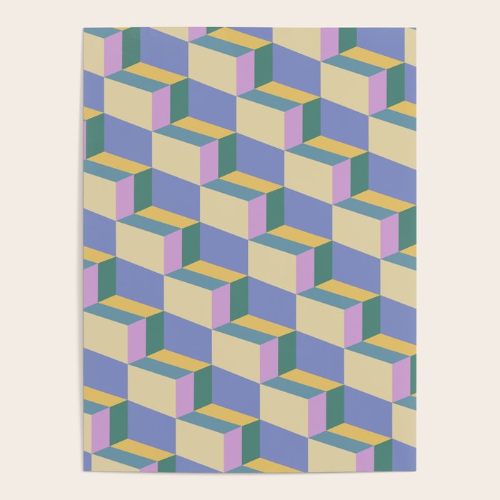 Cuboid Geometric Abstract Shapes Pattern XVI Poster Gallery Image 4