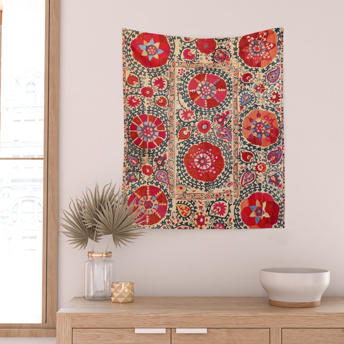 Samarkand Suzani Southwest Uzbekistan Embroidery Wall Tapestry Gallery Image 2