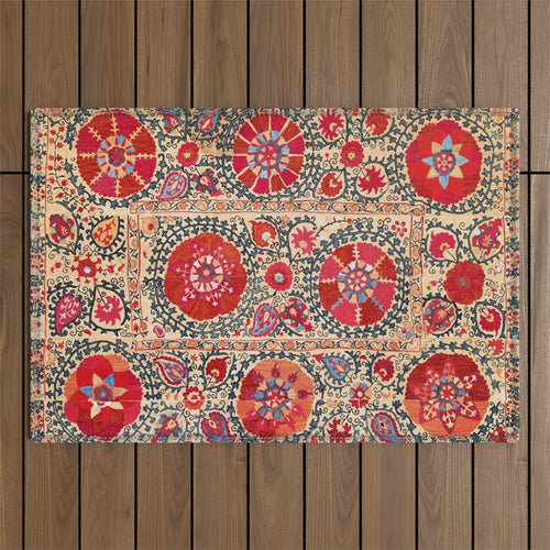 Samarkand Suzani Southwest Uzbekistan Embroidery Outdoor Rug Gallery Image 1