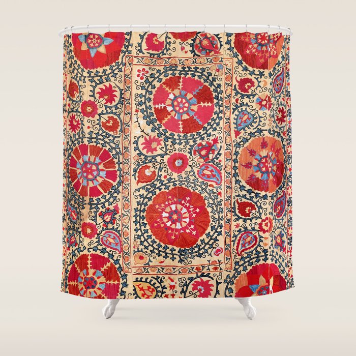 Samarkand Suzani Southwest Uzbekistan Embroidery Shower Curtain Gallery Image 1