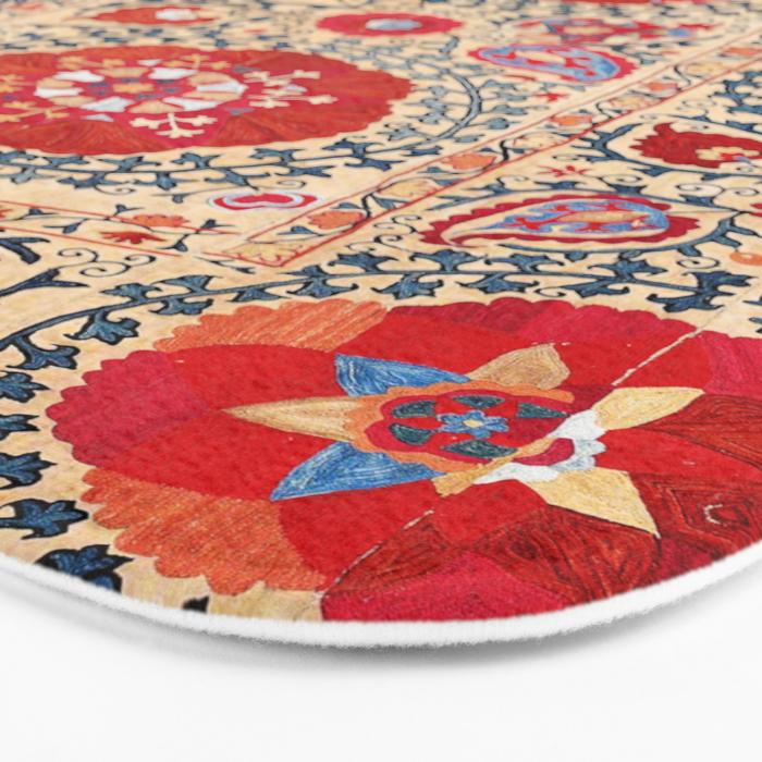 Samarkand Suzani Southwest Uzbekistan Embroidery Bath Mat Gallery Image 3