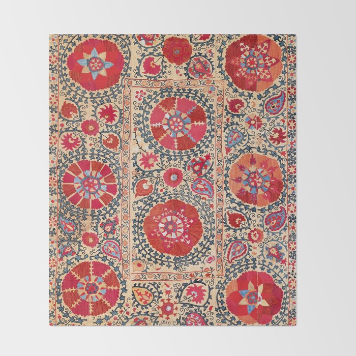 Samarkand Suzani Southwest Uzbekistan Embroidery Throw Blanket Gallery Image 2