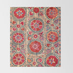 Samarkand Suzani Southwest Uzbekistan Embroidery Throw Blanket Gallery Image 2