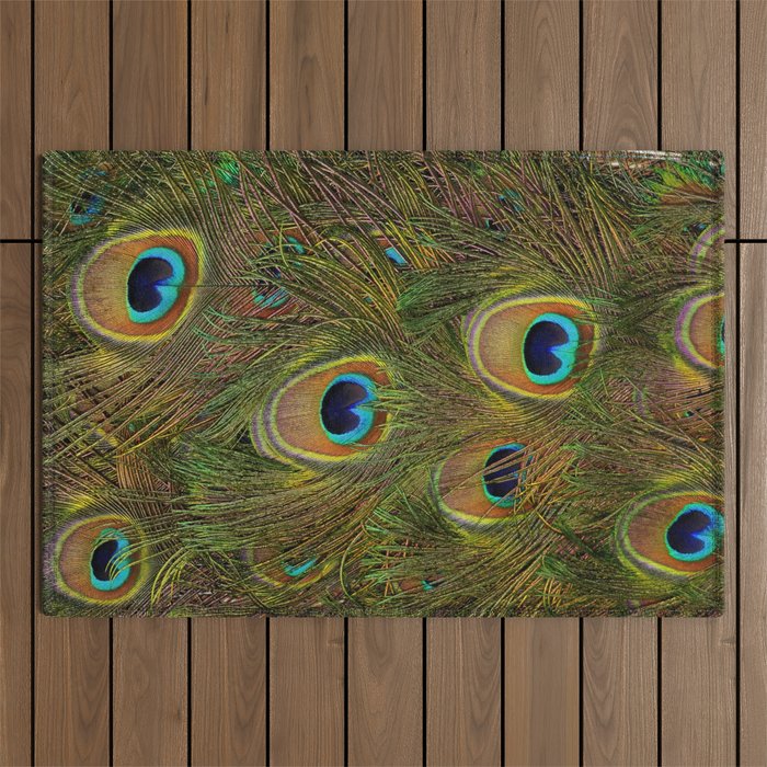 	peacock feathers Outdoor Rug Gallery Image 1