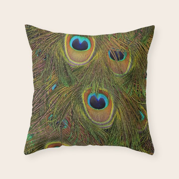 	peacock feathers Throw Pillow Gallery Image 6