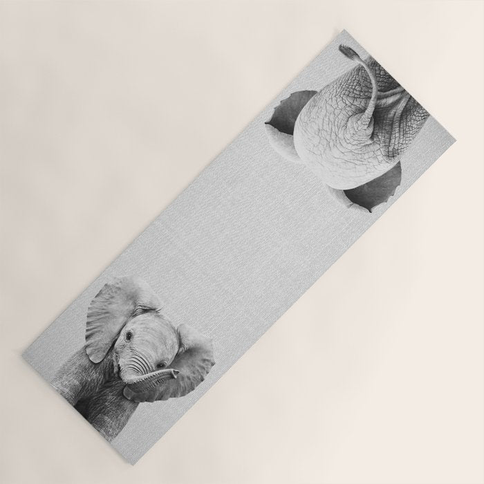 Baby Elephant - Black & White Yoga Mat Gallery Image 1
