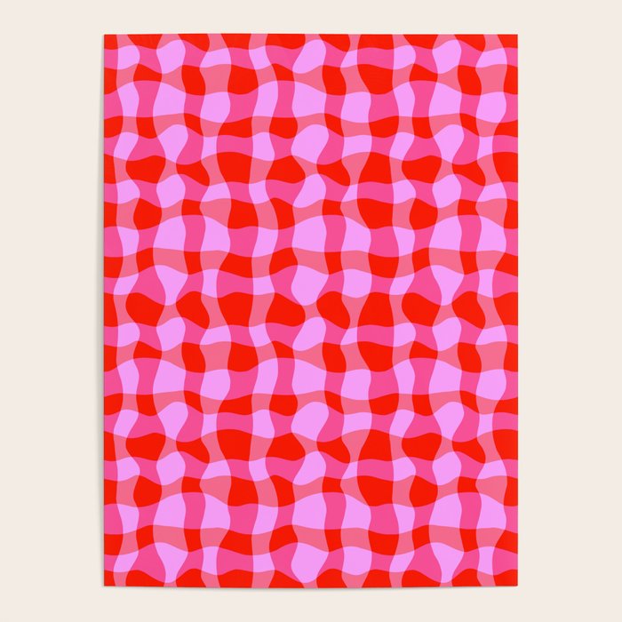 Colorful Wavy Check Pattern 1 - Pink And Red Poster Gallery Image 1