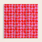 Colorful Wavy Check Pattern 1 - Pink And Red Wood Wall Art Gallery Image 1