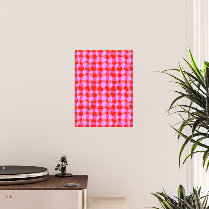 Colorful Wavy Check Pattern 1 - Pink And Red Poster Gallery Image 2