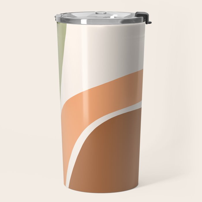 Abstract Shapes 55 in Sage Green and Terracotta (Rainbow Abstraction) Travel Mug Gallery Image 2