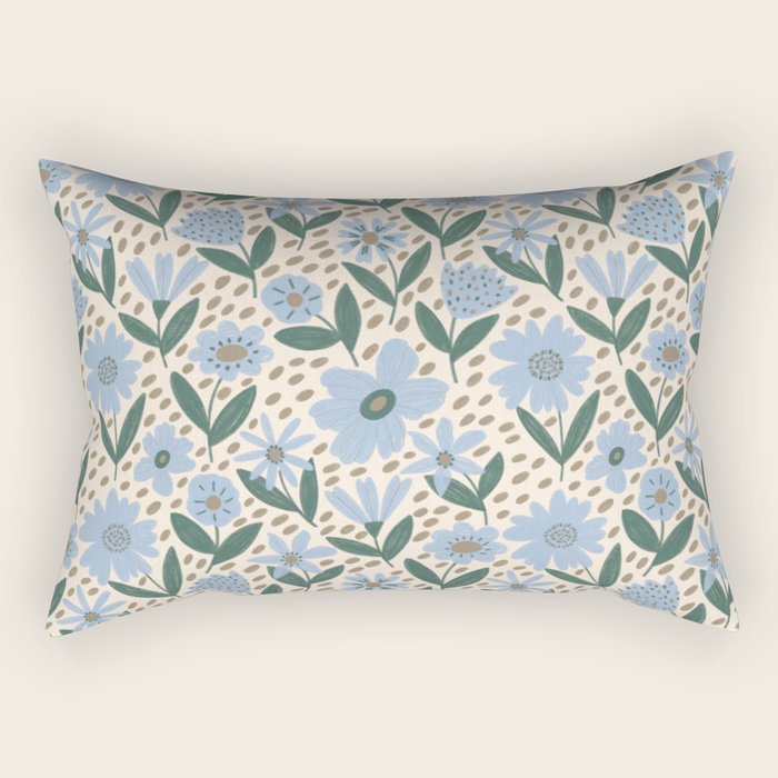 Blue Floral  Rectangular Pillow Gallery Image 1