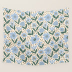 Blue Floral  Wall Tapestry Gallery Image 4