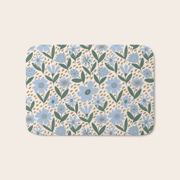 Blue Floral  Bath Mat Gallery Image 1