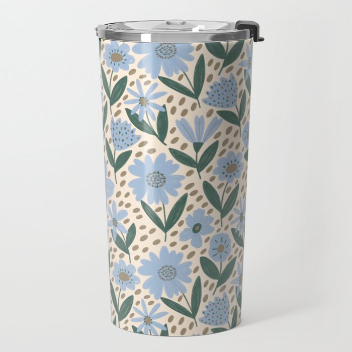 Blue Floral  Travel Mug Gallery Image 2