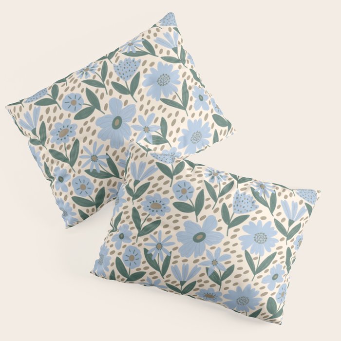 Blue Floral  Pillow Sham Gallery Image 3