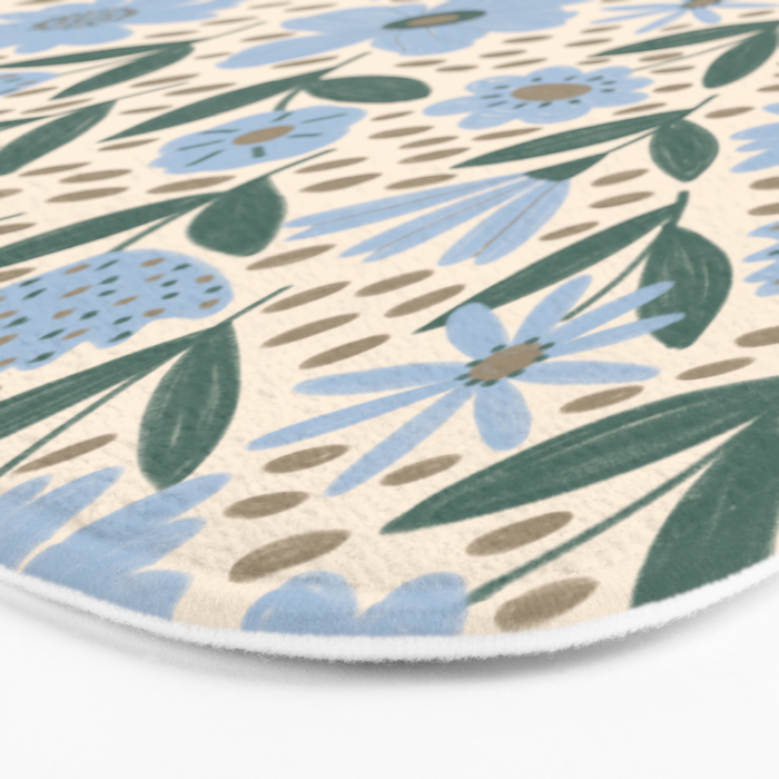 Blue Floral  Bath Mat Gallery Image 3