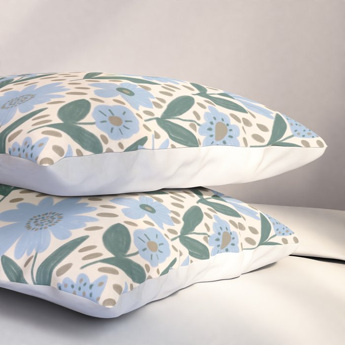 Blue Floral  Pillow Sham Gallery Image 3