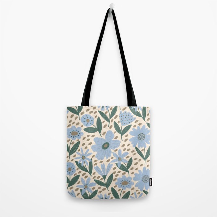 Blue Floral  Tote Bag Gallery Image 2
