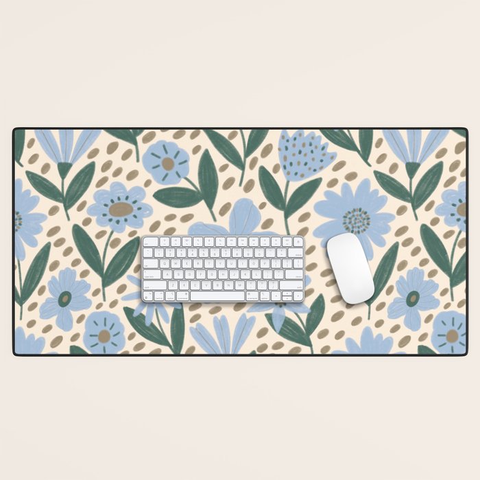 Blue Floral  Desk Mat Gallery Image 1