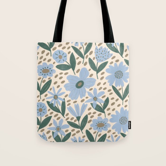 Blue Floral  Tote Bag Gallery Image 1