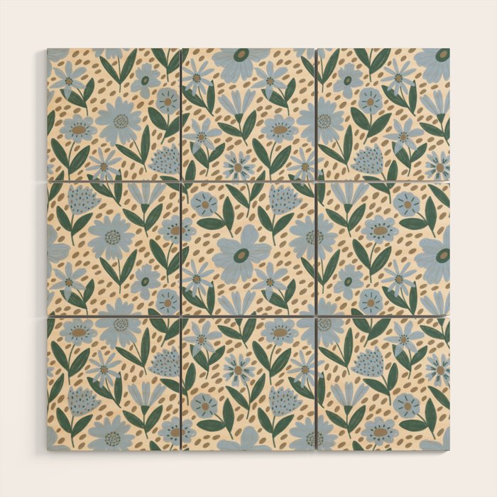 Blue Floral  Wood Wall Art Gallery Image 1