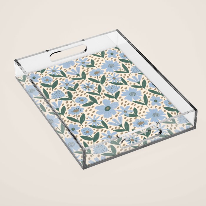 Blue Floral  Acrylic Tray Gallery Image 1