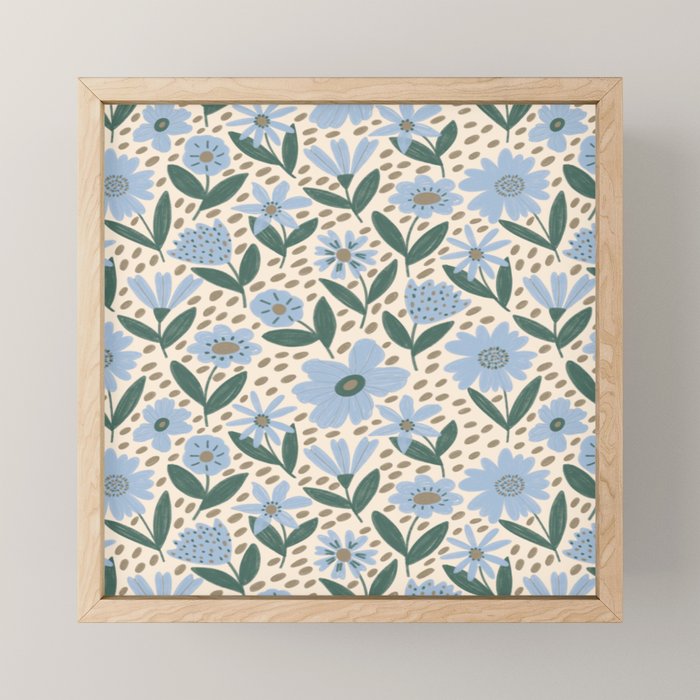 Blue Floral  Mini Art Print Gallery Image 1