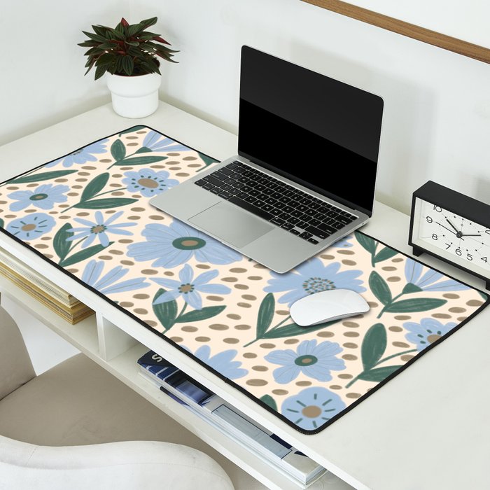 Blue Floral  Desk Mat Gallery Image 2
