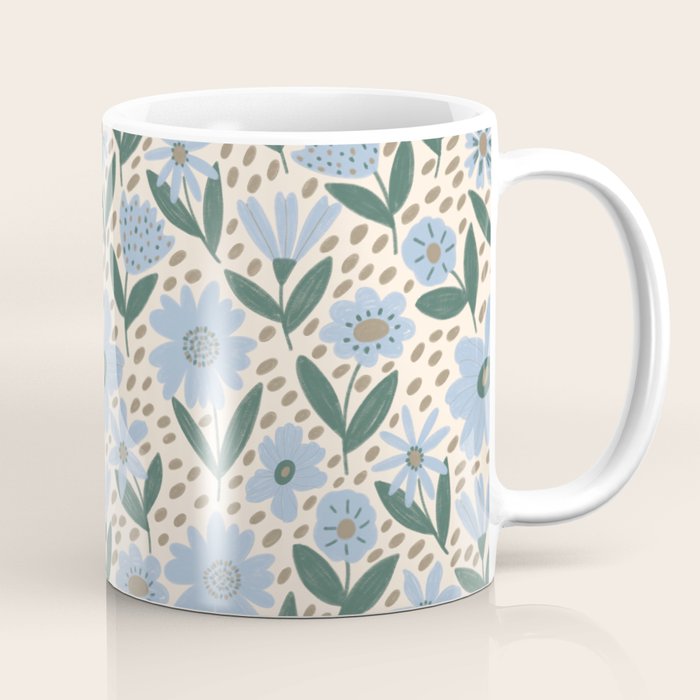 Blue Floral  Coffee Mug Gallery Image 1