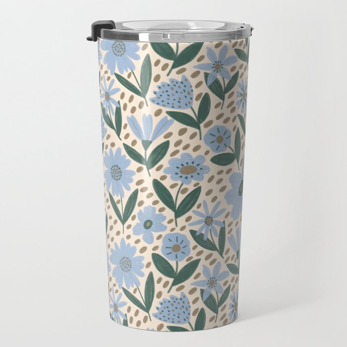Blue Floral  Travel Mug Gallery Image 3