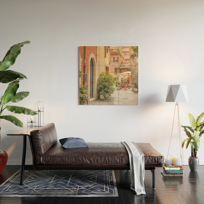 Street In Rome Photo | Travel Photography In Italy Art Print | Colorful Trastevere Houses Wood Wall Art Gallery Image 2