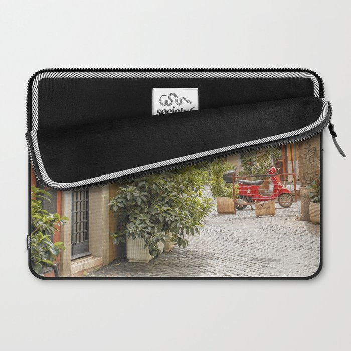 Street In Rome Photo | Travel Photography In Italy Art Print | Colorful Trastevere Houses Laptop Sleeve Gallery Image 2